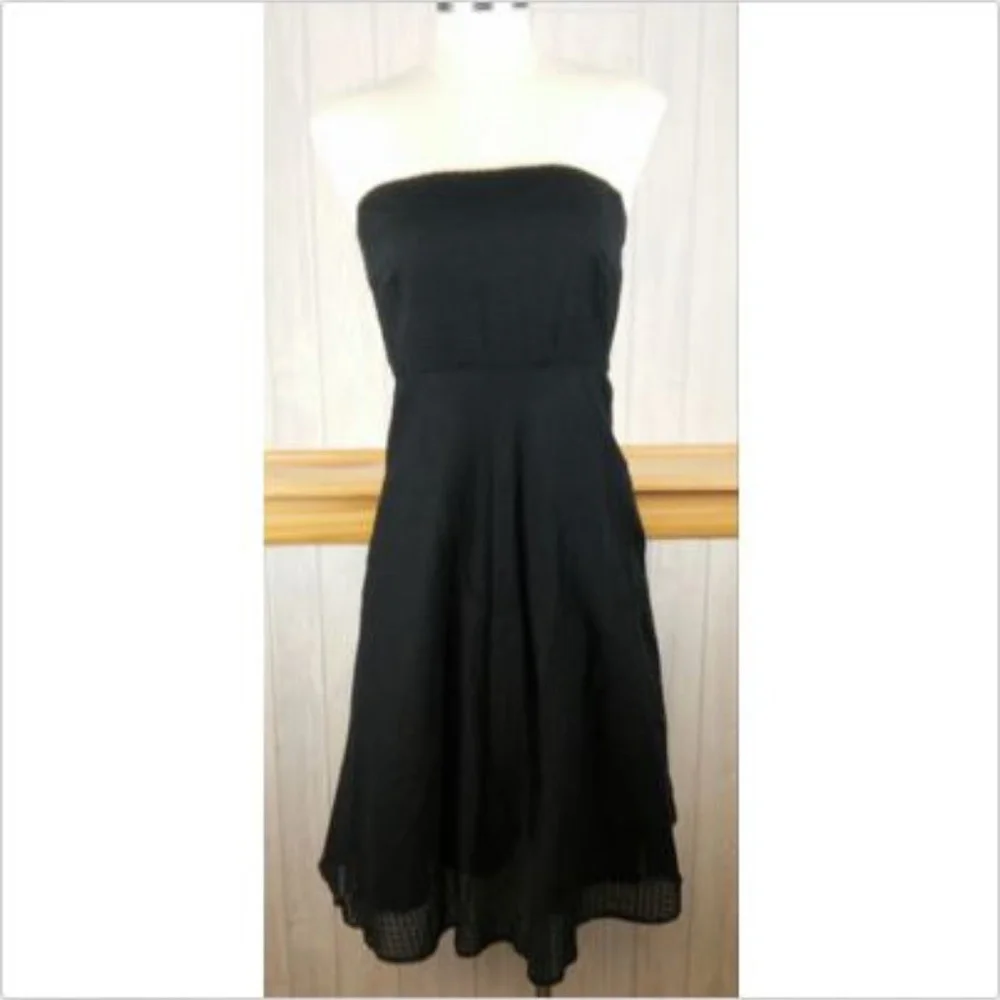 🖤J.Crew Black Swiss Dot Strapless Picnic Dress Netting Cotton Size 2 - Picture 1 of 8